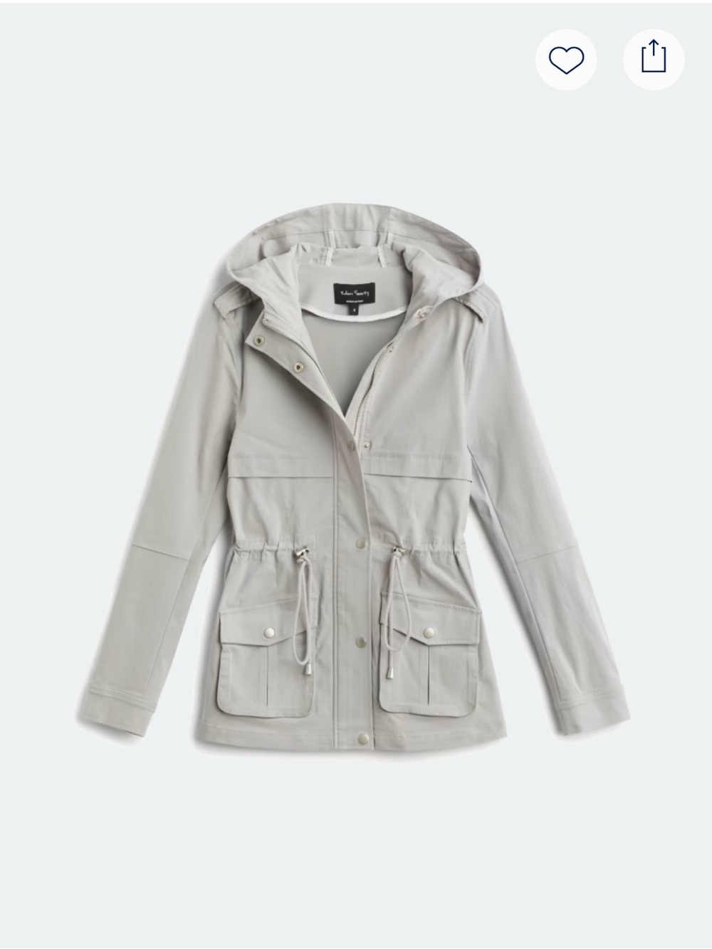Eden Society June Cargo Light Gray Hooded Jacket with Drawstring Waist